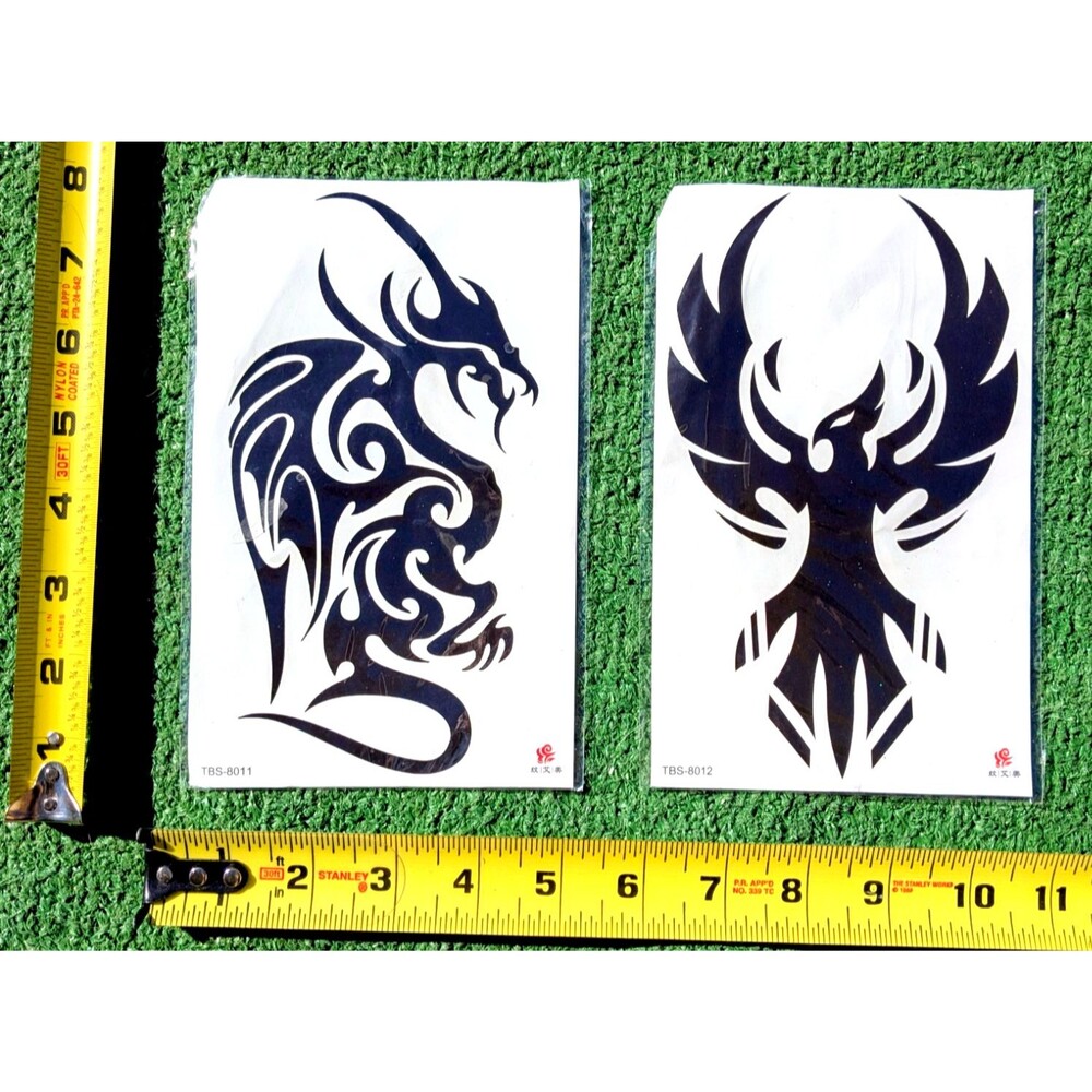 2-pc Phoenix/Dragon Tribal Sheet Large Temporary Waterproof Fake Tattoos Set NIP